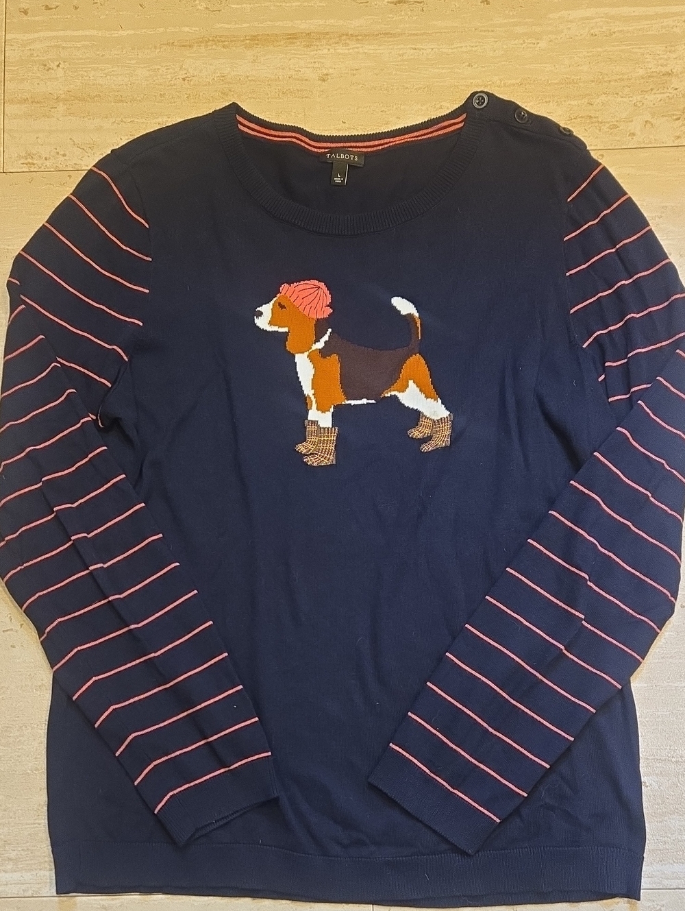 Talbot's Navy Winter Beagle Knit Sweater